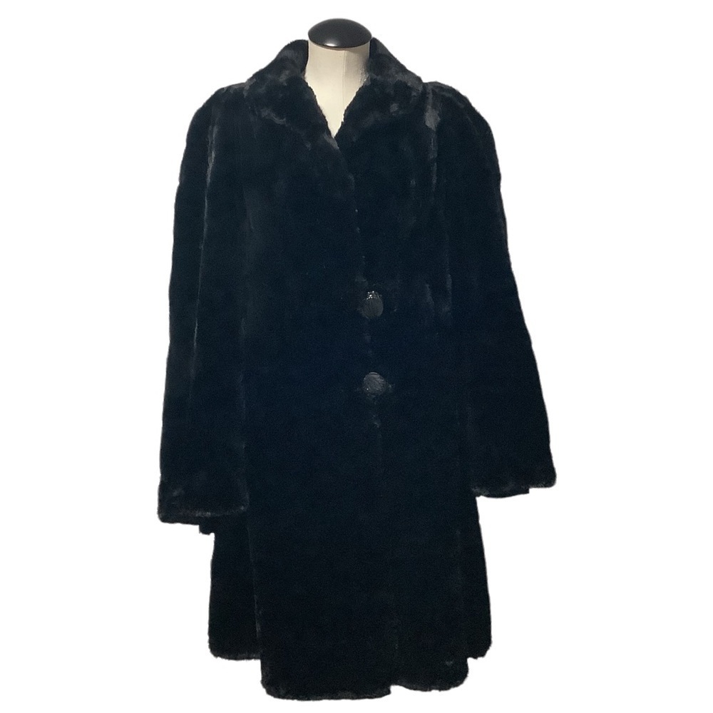 THE CRESCENT SPOKANE Antique Vintage Black Fur Coat Size M/L